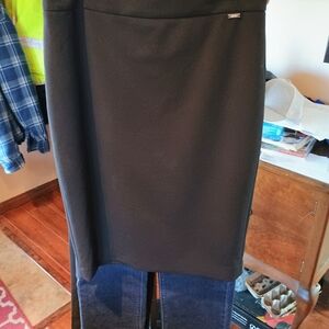 Black Pencil Skirt with Subtle Logo